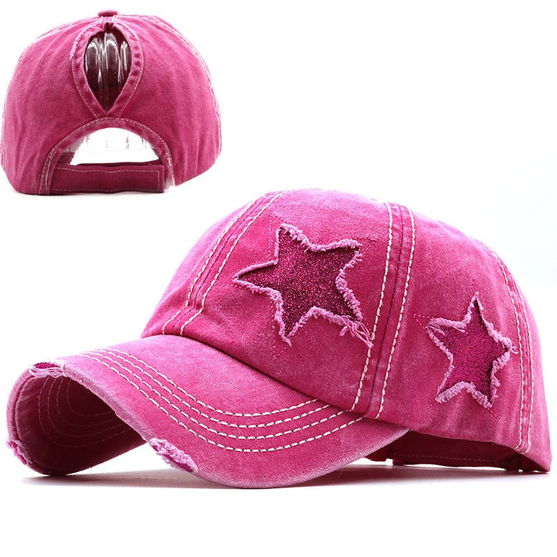 Stars Pony Tail Baseball Cap