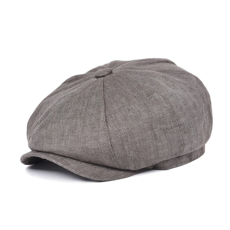 Herringbone Linen Hawker Cap