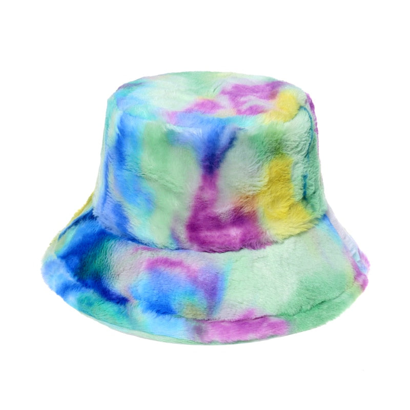 Faux Fur Multi Colour and Pattern Bucket Hat