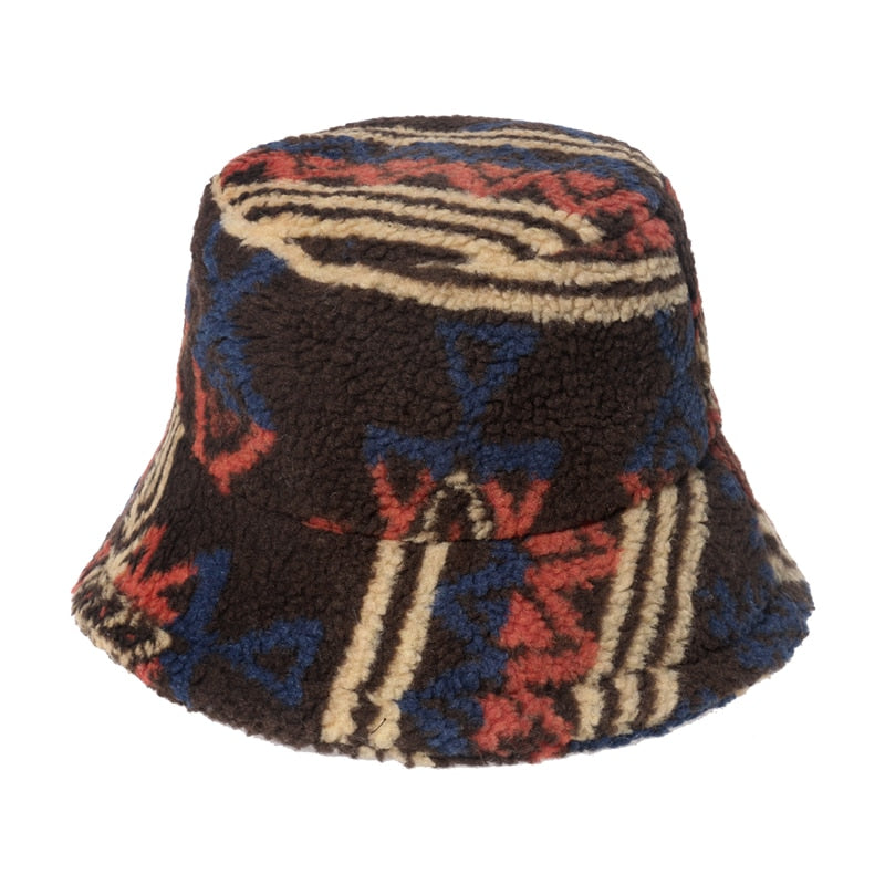 Faux Fur Multi Colour and Pattern Bucket Hat