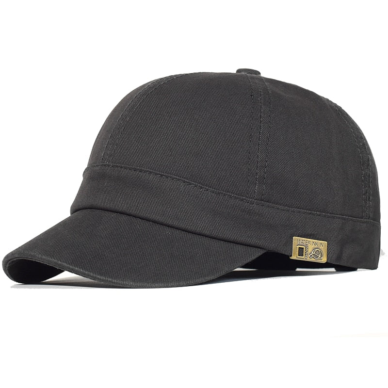 Short Peak Baseball Cap with Strap and Buckle Adjustment