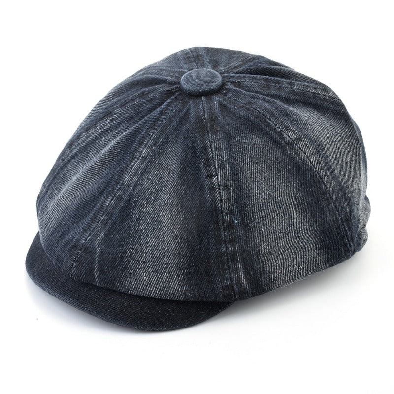 Washed Denim Newsboy Cap