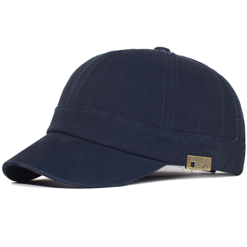 Short Peak Baseball Cap with Strap and Buckle Adjustment