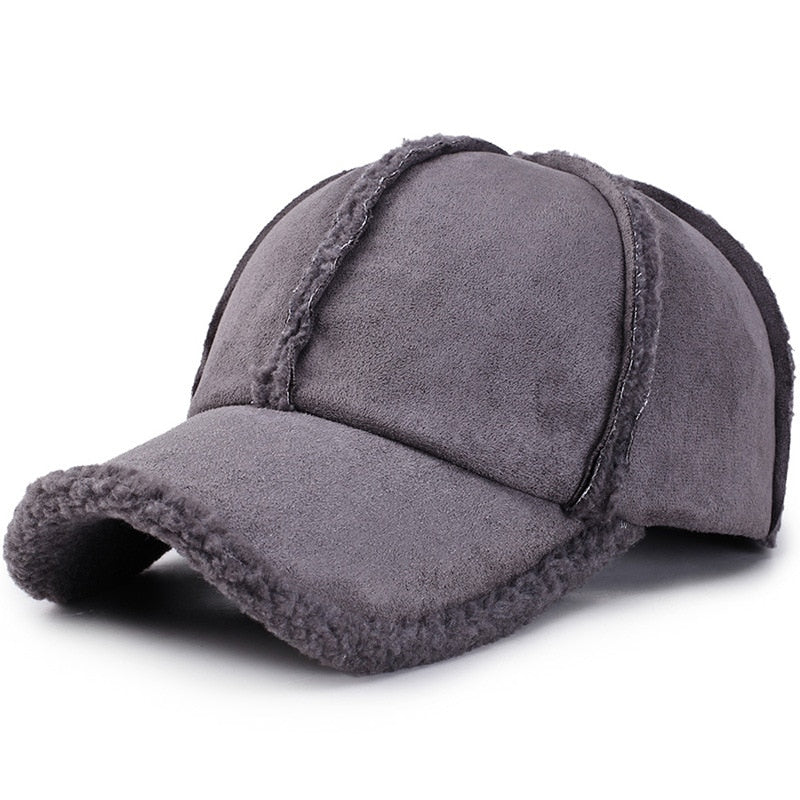 Faux Suede Winter Baseball Cap