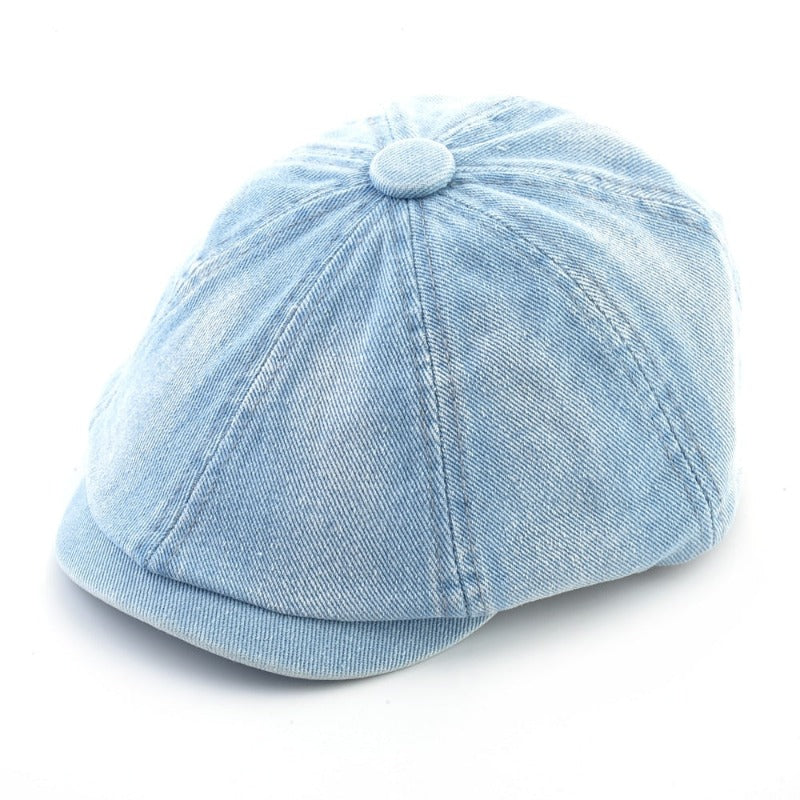 Washed Denim Newsboy Cap