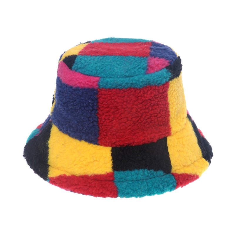 Faux Fur Multi Colour and Pattern Bucket Hat