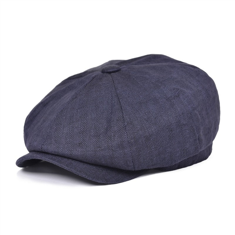 Herringbone Linen Hawker Cap