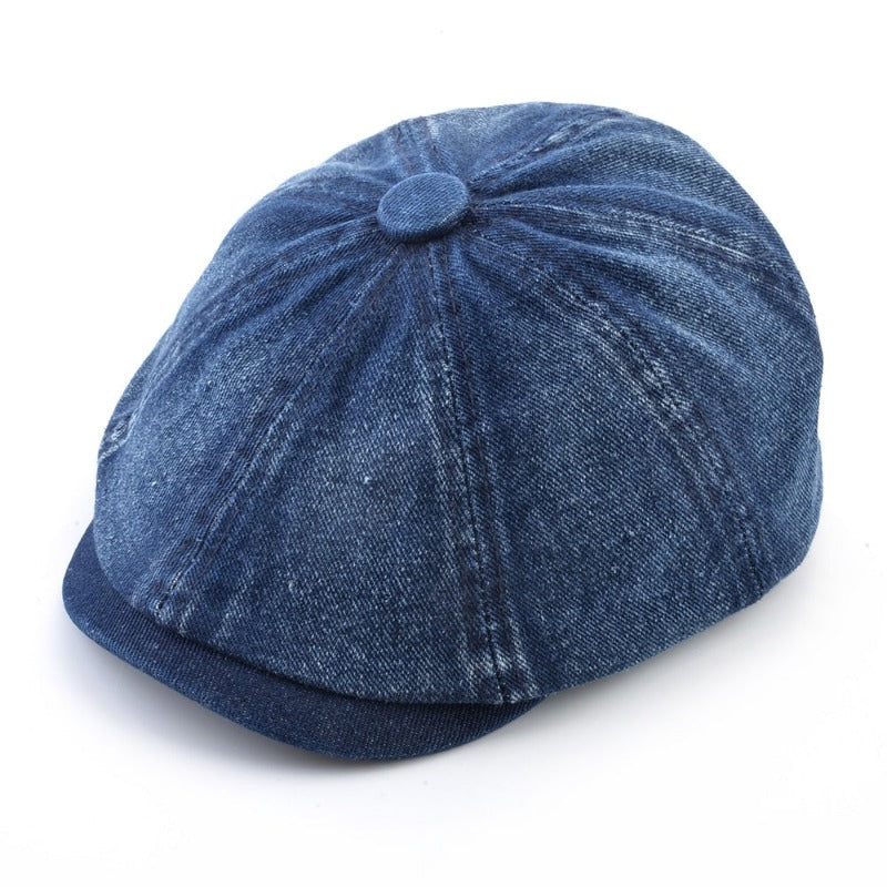 Washed Denim Newsboy Cap