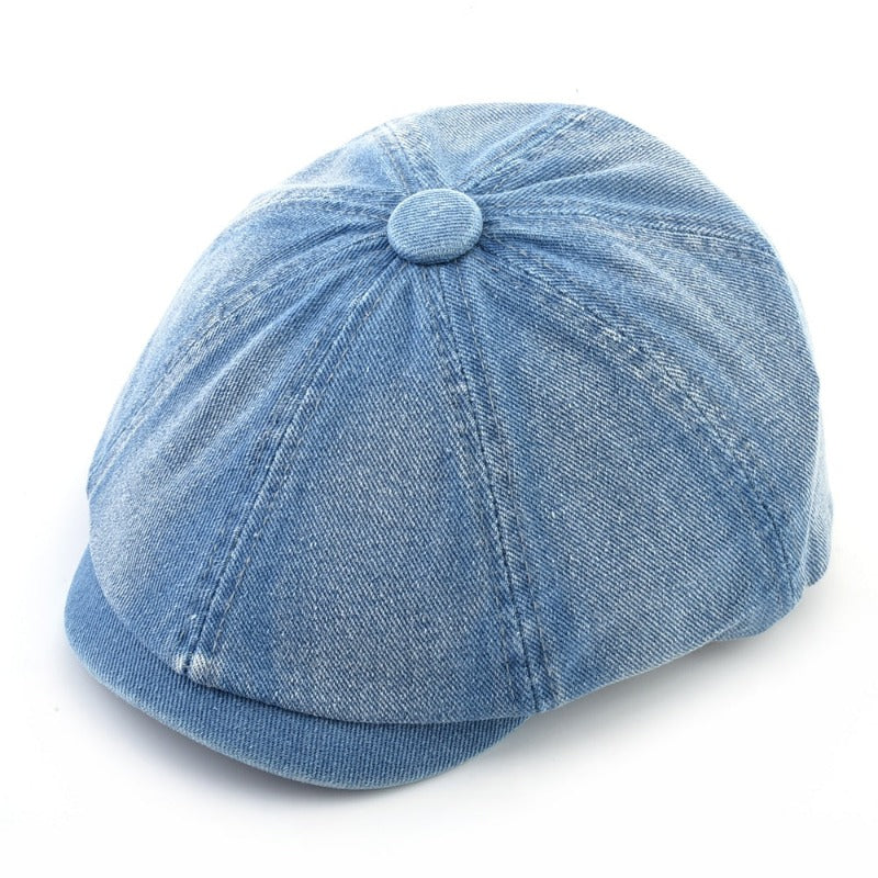 Washed Denim Newsboy Cap