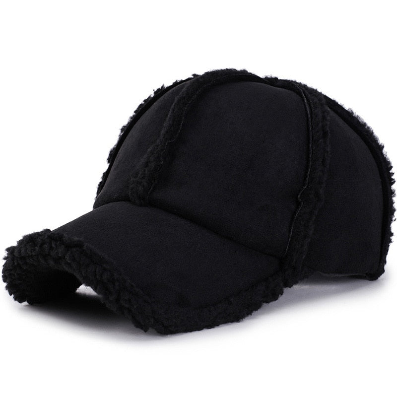 Faux Suede Winter Baseball Cap