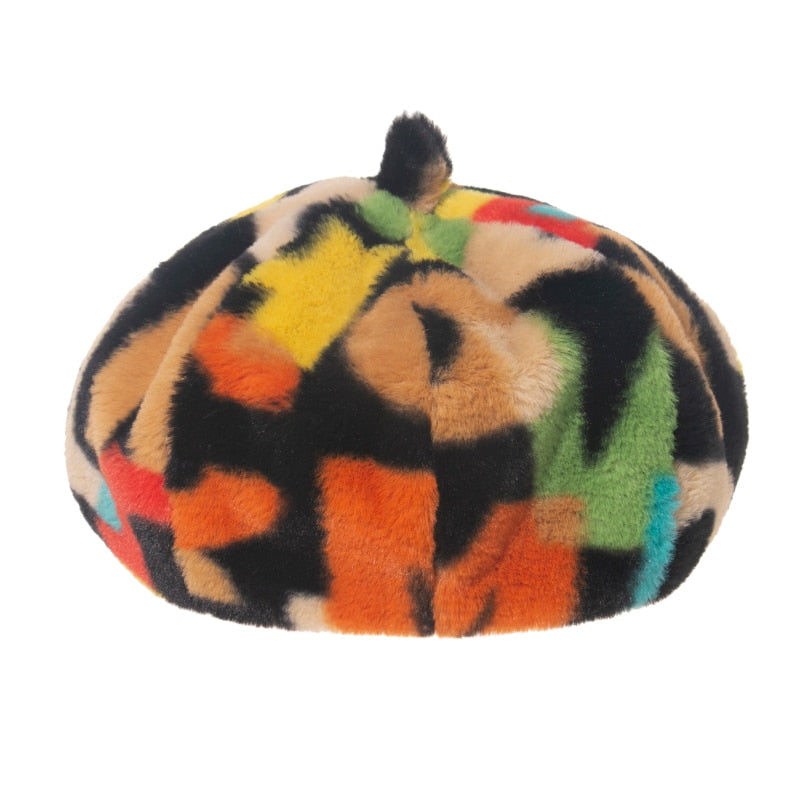 Faux Fur Multi Colour and Pattern Bucket Hat