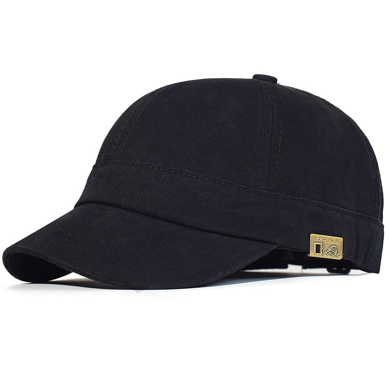 Short Peak Baseball Cap with Strap and Buckle Adjustment