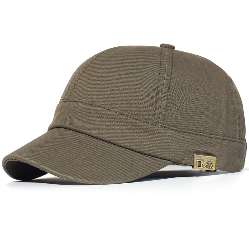 Short Peak Baseball Cap with Strap and Buckle Adjustment