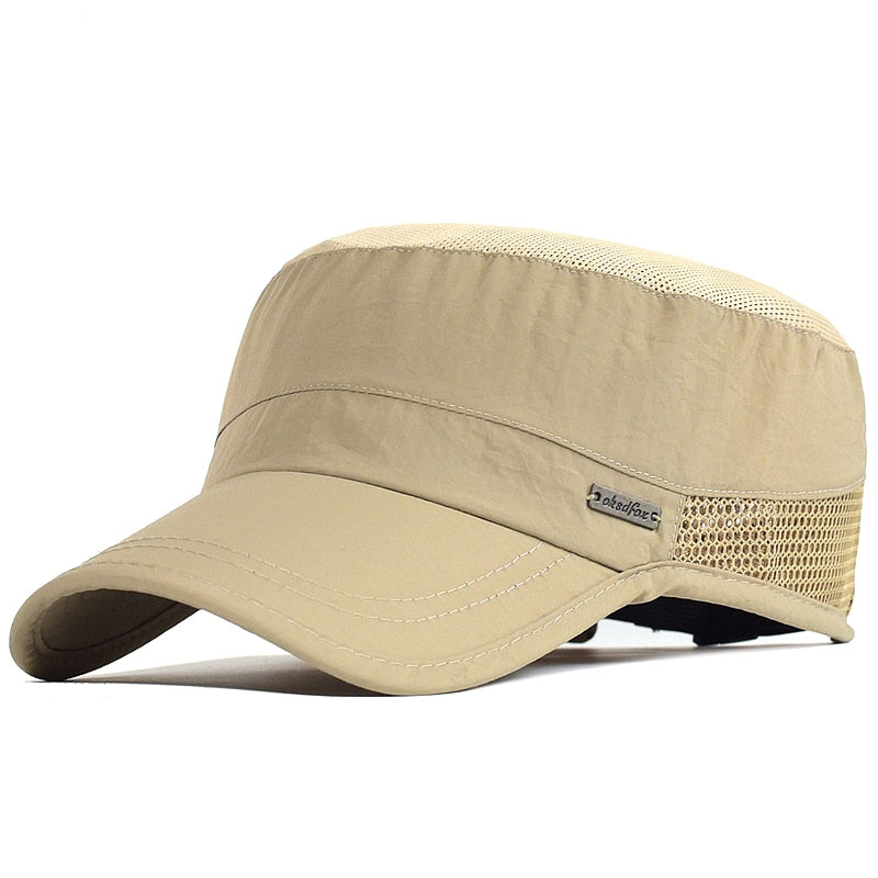 Quick Dry Flat Top Baseball Cap with Vented Panels