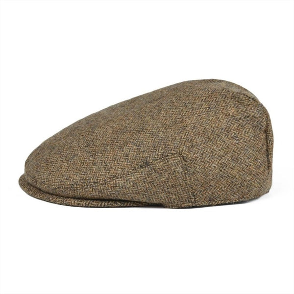 Flat Cap Classic with a Refined Herringbone Weave