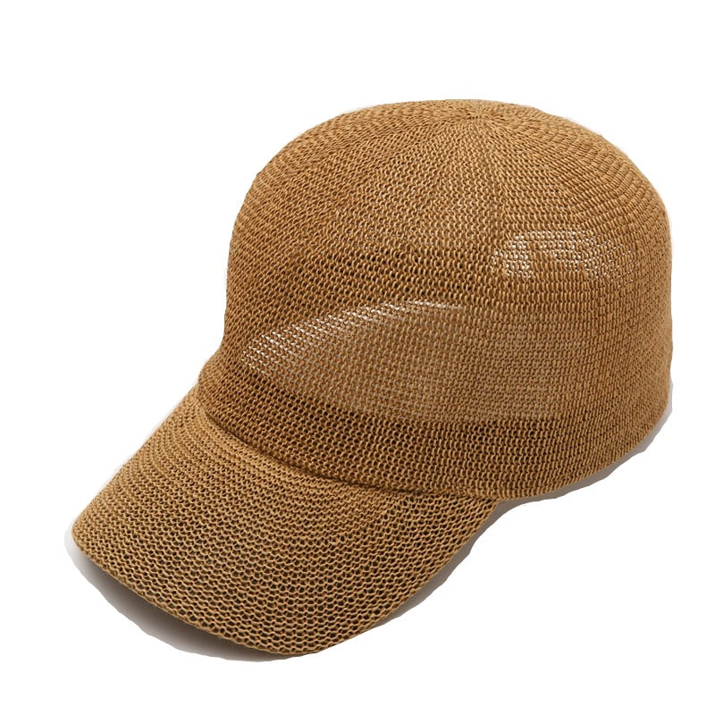 Straw Baseball Cap with Strap and Buckle Adjustment