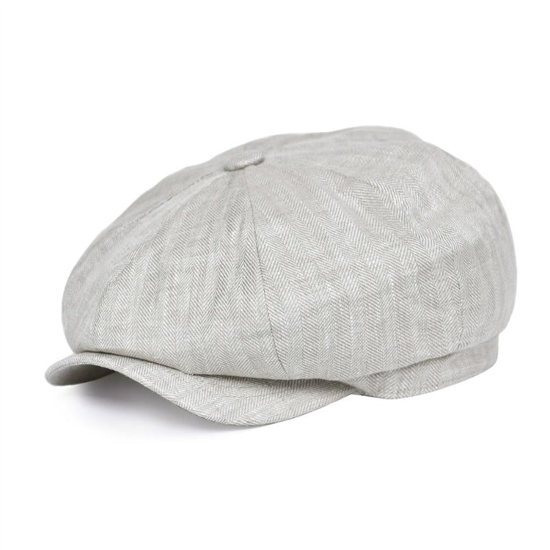 Herringbone Linen Hawker Cap