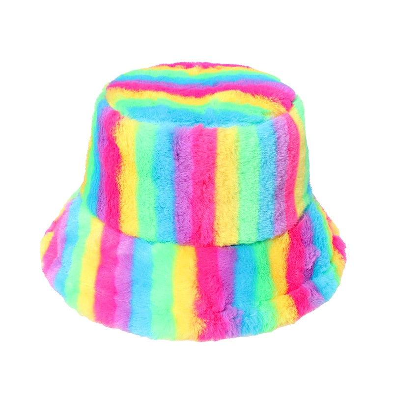 Faux Fur Multi Colour and Pattern Bucket Hat