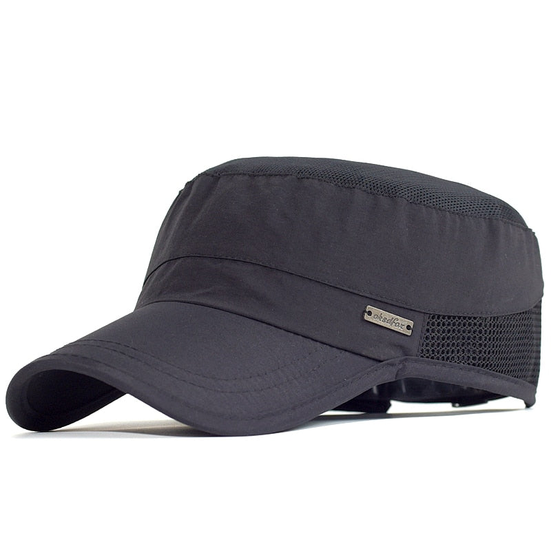 Quick Dry Flat Top Baseball Cap with Vented Panels