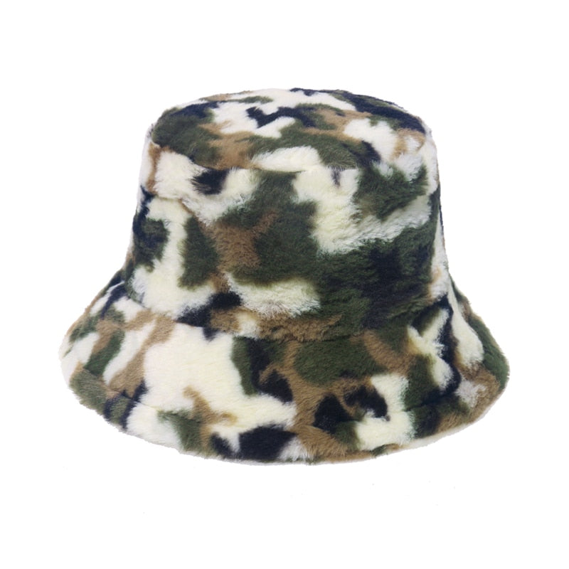 Faux Fur Multi Colour and Pattern Bucket Hat