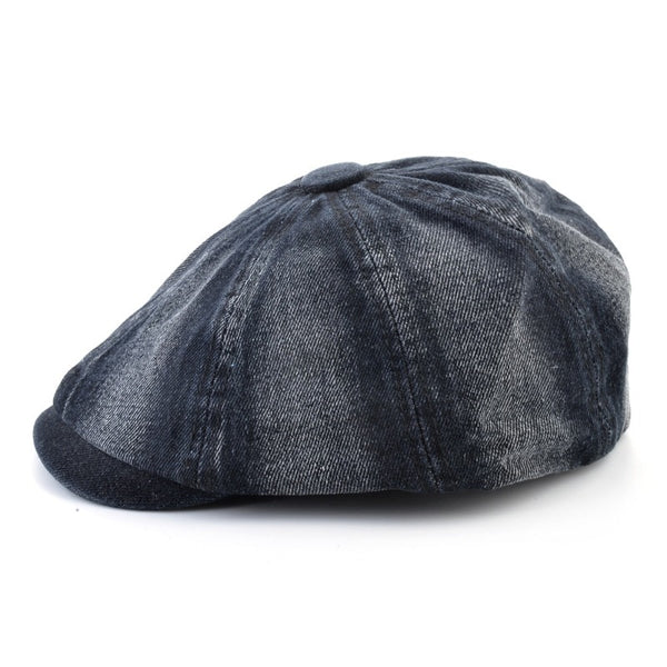 Washed Denim Newsboy Cap