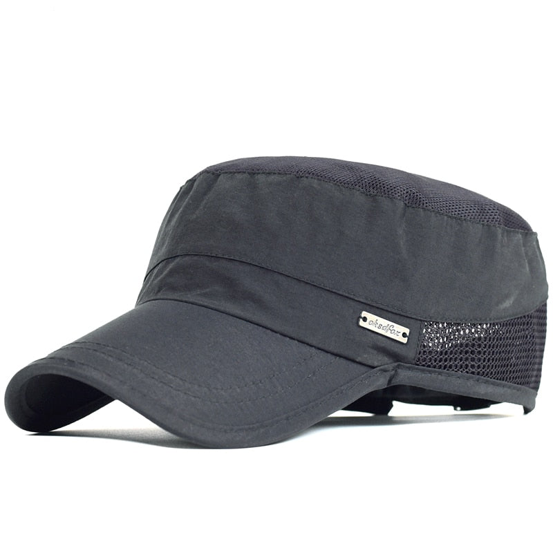 Quick Dry Flat Top Baseball Cap with Vented Panels