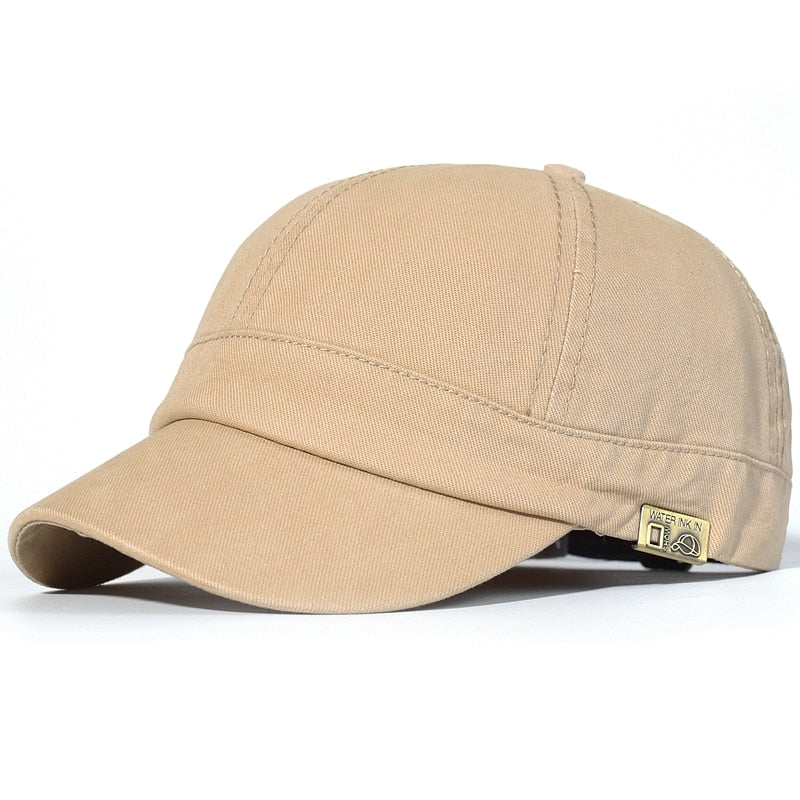 Short Peak Baseball Cap with Strap and Buckle Adjustment