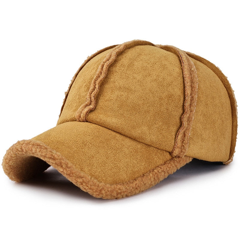 Faux Suede Winter Baseball Cap