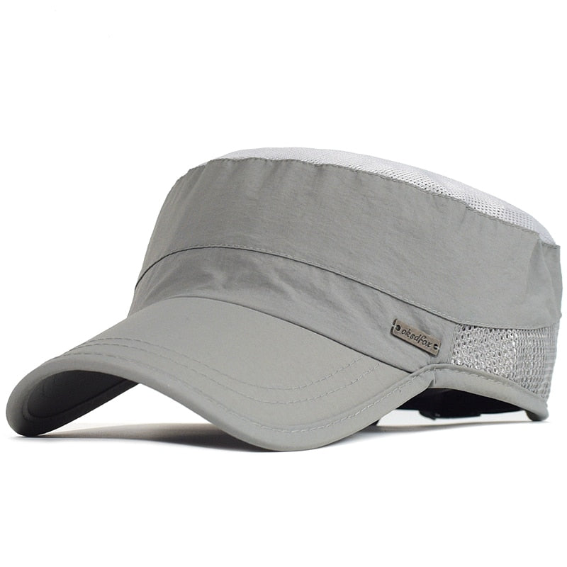 Quick Dry Flat Top Baseball Cap with Vented Panels