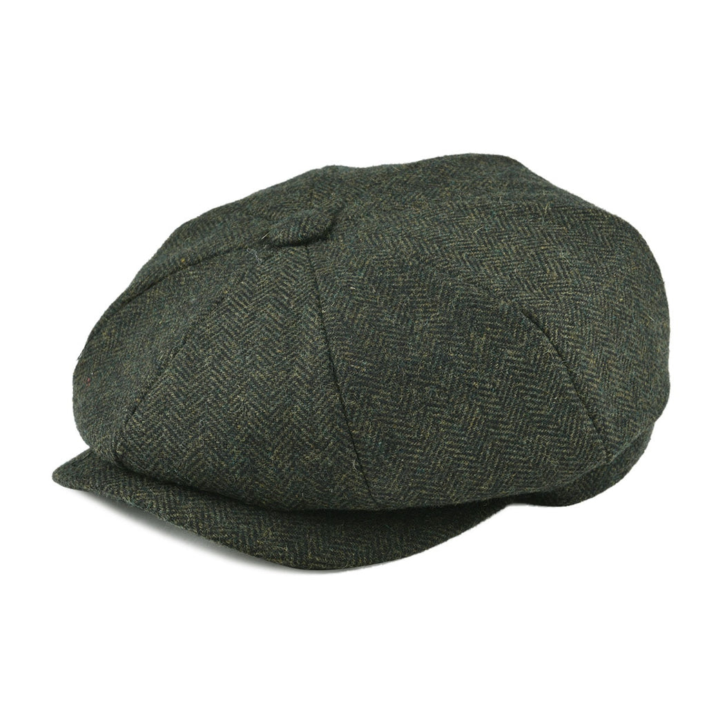 Wool Tweed Herringbone Newsboy Cap