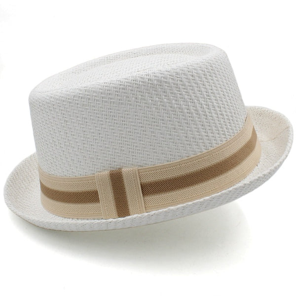 Straw Pork Pie Hat with Headband