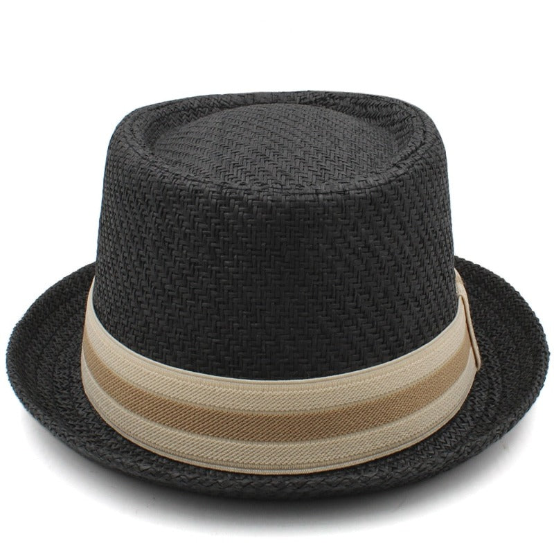 Straw Pork Pie Hat with Headband